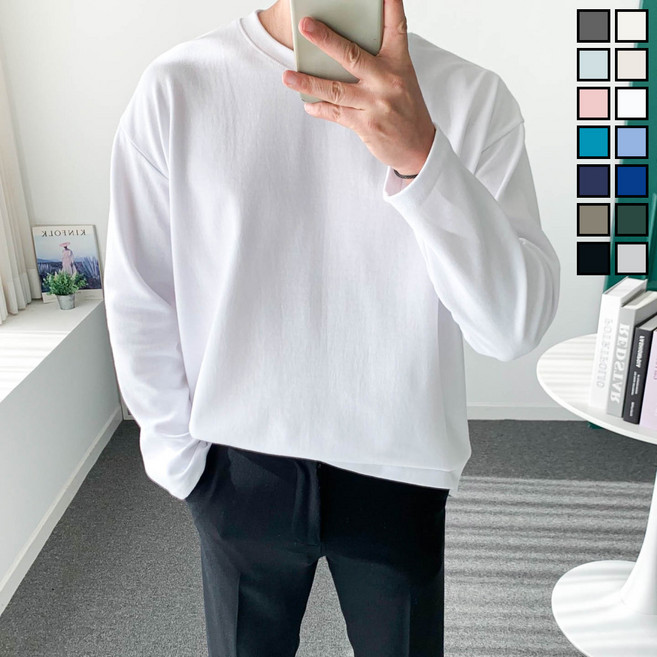 놈시크 90-140 남자 티셔츠 오버핏 소프트 특양면 긴팔티 빅사이즈