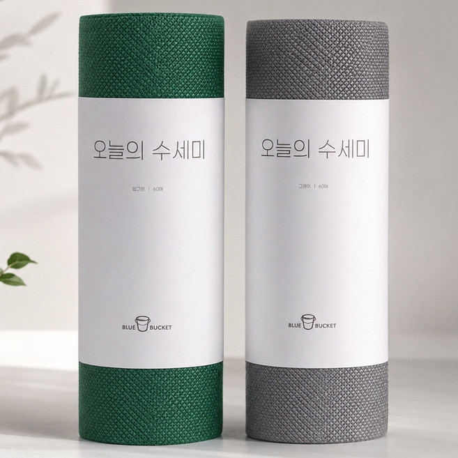 하루한장 데일리 일회용 수세미 (국내생산), 1세트, 120개입, 딥그린+그레이