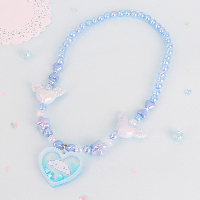 여아 목걸이 산리오 하트 비즈목걸이 캐릭터목걸이 여자아이 스팽글 악세사리 선물용 목걸이