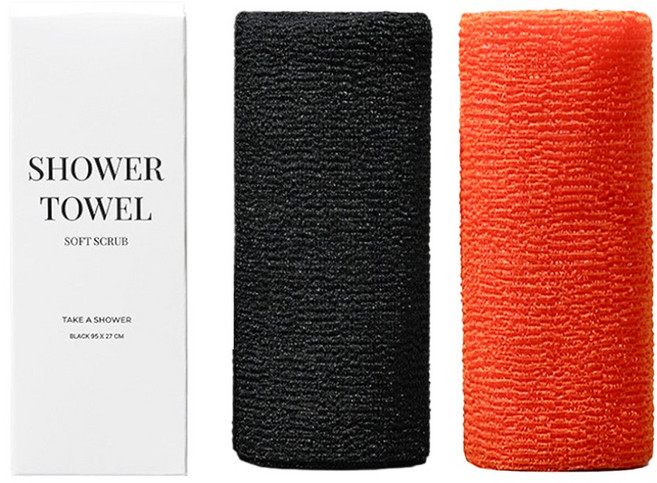 테이크어샤워 Shower Towel 소프트 스크럽 샤워타월, 1개, 1개입, 블랙