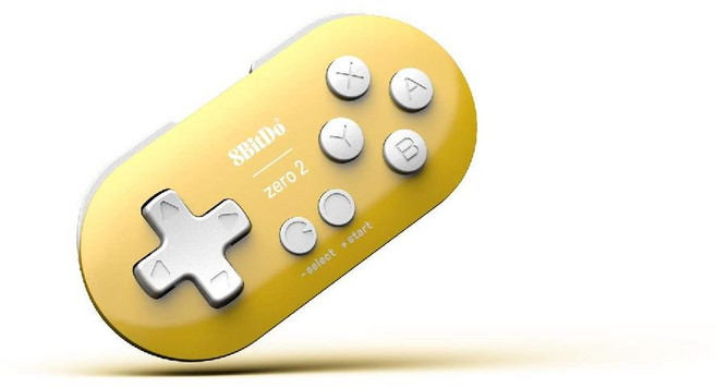8Bitdo Zero 2 Bluetooth Gamepad Keychain 게임 패드 키체인 크기의 미니 컨트롤러, 옐로우, 1개, 노란색