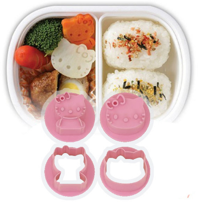 헬로키티 야채모양틀 식빵 쿠키 커터 과일 햄 치즈 모양내기틀 2개입, 1세트, 핑크 키티