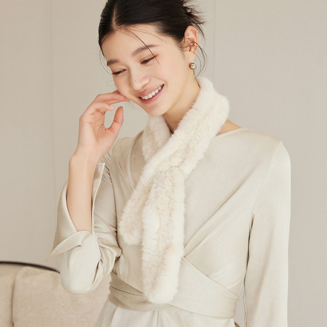 직수입 천연 밍크 심플 쁘띠 털 목도리 겨울 머플러 넥워머