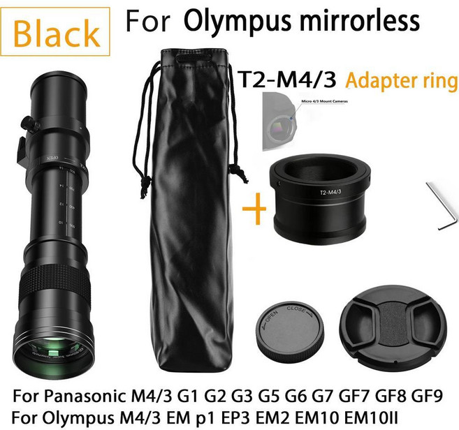 고프로렌즈 8.3 수동 줌 렌즈 Lightdow 망원 캐논 호환 EOS R1 니콘 호환 D850 D7500 D3400 D810 DSLR 카메, 14 for Olympus M4 3 01, 1개