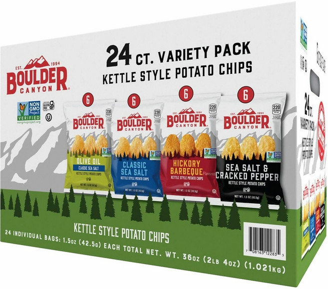 볼더 캐년 케틀 스타일 감자 칩 버라이어티 팩 24개입 Boulder Canyon Kettle Style Potato Chips Variety Pack 24 Count A, 1개, 42g