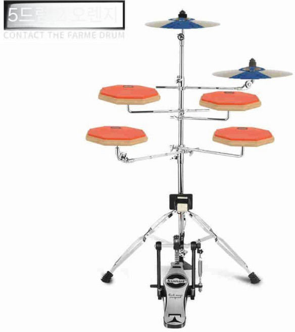 드럼패드 풀세트 연습용 하이햇 킥 Asanasi 초보자 입문용, 주황 5드럼+심벌2개+스틱+패드