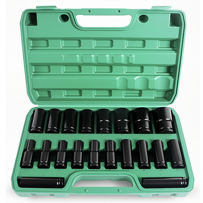 1/2인치 임팩 롱 복스알 20PCS 육각 롱소켓, 고급형, 1세트
