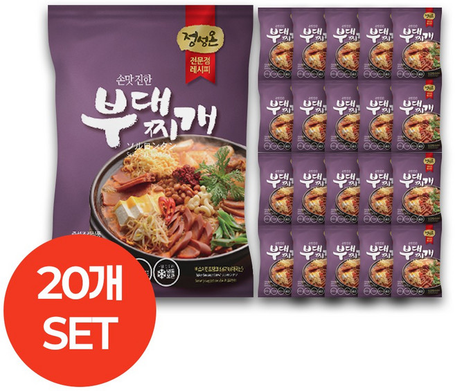 초원식품 정성온 부대찌개 냉동, 20개, 600g