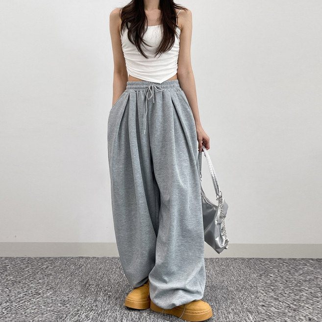 소유진 여성용 기장선택 롱/숏 핀턱 벌룬 와이드 밴딩팬츠 오늘도 내일도 트레이닝 편한바지 일상교복