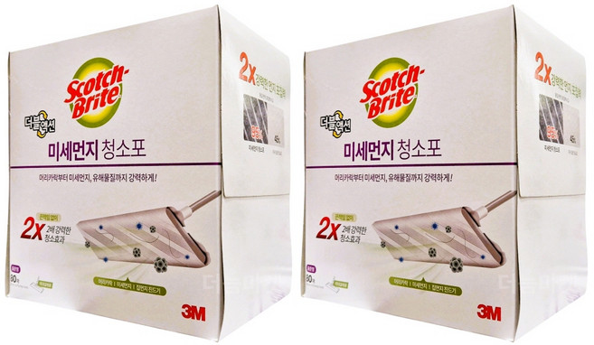 3M 스카치브라이트 더블액션 미세먼지 청소포 표준형 80매, 2개
