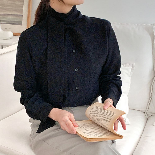 가영 여성 타이 블라우스 봄 긴팔 하객룩 오피스룩