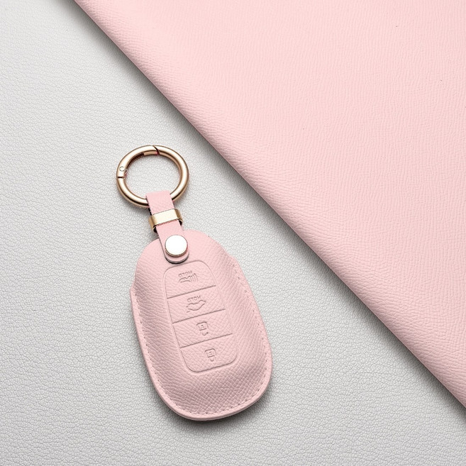현대 호환 스마트 키케이스 (그랜저IG/올뉴아반떼 CN7/팰리세이드) 4/5버튼 키홀더 차량용품 선물포장, 현대 F4 타입(4버튼), 피치핑크