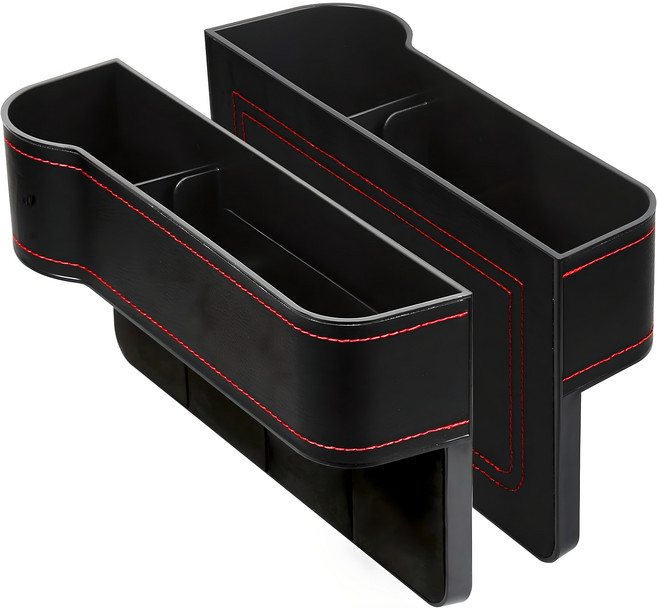 편안생활 사이드포켓 운전석+조수석 세트 차량용 틈새 수납함, 2개, 블랙