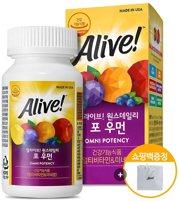 얼라이브 원스데일리 옴니 포텐시 여성 멀티비타민 미네랄 건강기능식품, 1개, 80정 - 쿠팡