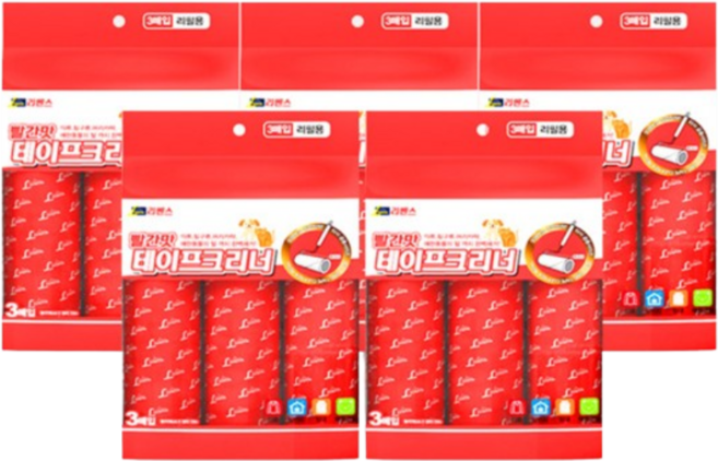 리벤스 빨간맛 펫용 돌돌이 사선컷팅 테이프크리너 리필, 15개