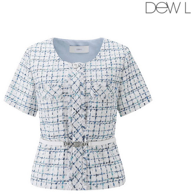 반팔 트위드 벨티드 자켓 WH_L241PSF004 781256