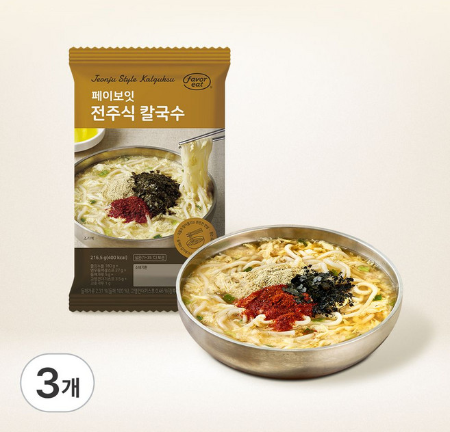 페이보잇 전주식 칼국수, 3개, 216g