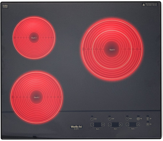 3구 전기레인지 하이라이트 15센티 스텐드형/ 빌트인/ 8센티 스텐드형, 블랙, 전기레인지 3구(빌트인 매립), 설치(별도)