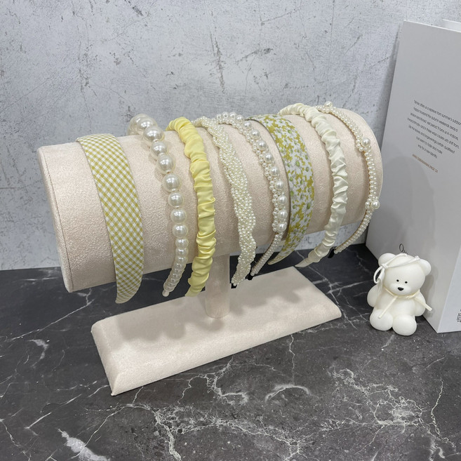 머리띠 정리대 헤어밴드 보관 벨벳 진열대 거치대, 1개, 아이보리