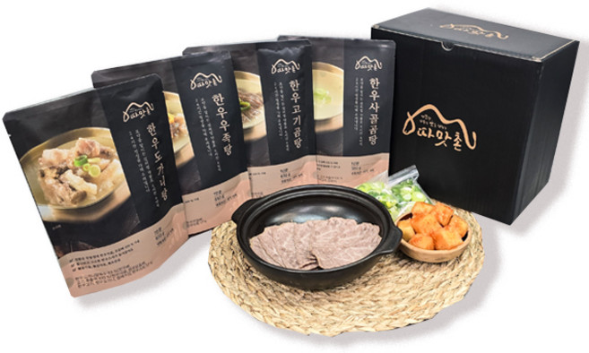 [한우곰탕선물세트] 한우곰탕 설렁탕 도가니탕 우족탕 4팩선택구성, 4번)한우우족탕(650g)1팩