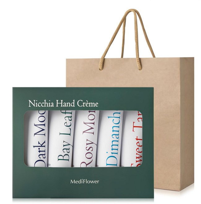 메디플라워 니치아 핸드크림 5종 선물세트 + 쇼핑백, 250g, 1개
