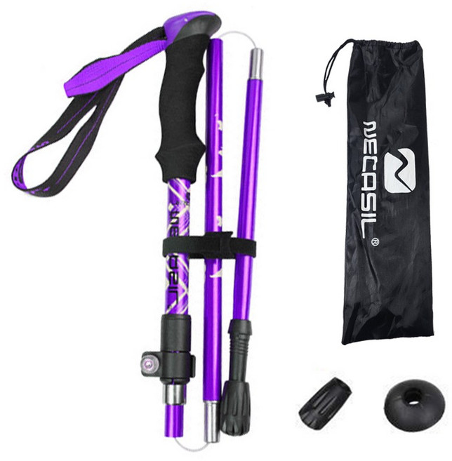 6061 네카실 접이식 5단 알루미늄 초경량 등산 스틱 경량, 퍼플, 1개