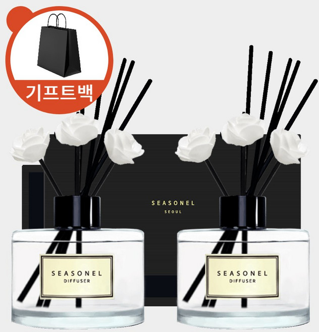 시즈넬 블랙라벨 선물세트 디퓨저 미니로즈 200ml x 2세트, 베이비화이트향, 2개