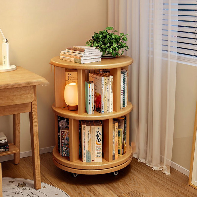 모던 회전 오픈책장 가정용 거실 서재 간이 원형책장, 2단, G01