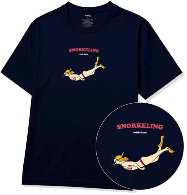 플라바 스노클링 남녀공용 반팔 티셔츠 남자 남성 면티 빅사이즈 반팔