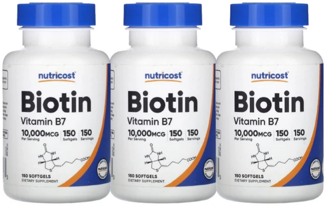 뉴트리코스트 비오틴 Vitamin B7 10000mcg 소프트젤 150정, 3개 - 쿠팡