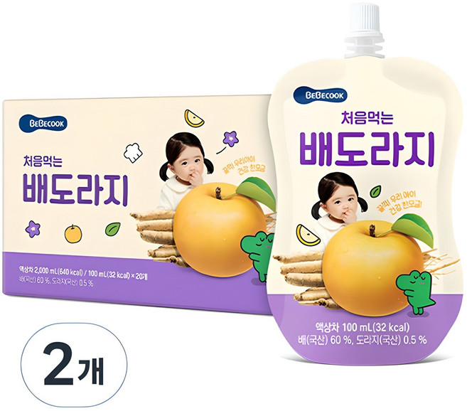 베베쿡 처음 먹는 배도라지 유아 음료, 100ml, 40개