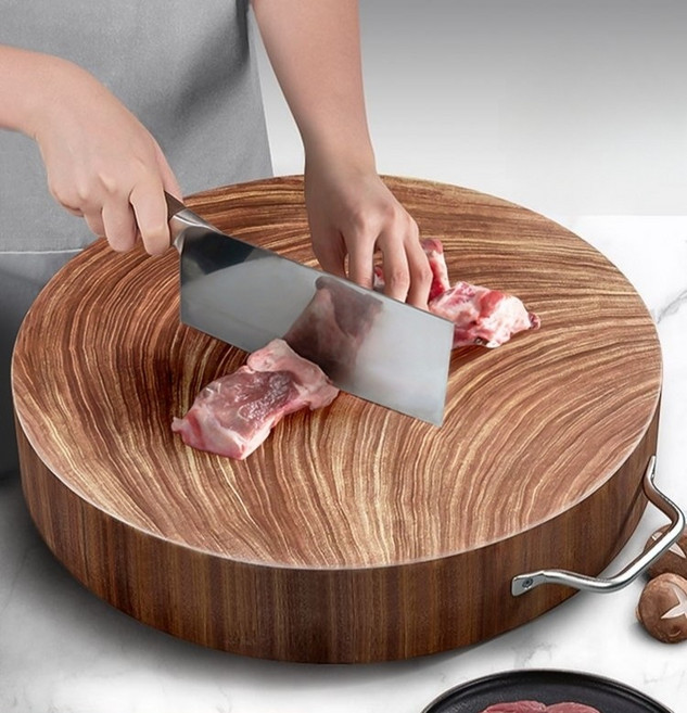 항균 철목 원형 통나무 도마 콩고수입산 원목 칼도마, 42cmx5cm, 1개