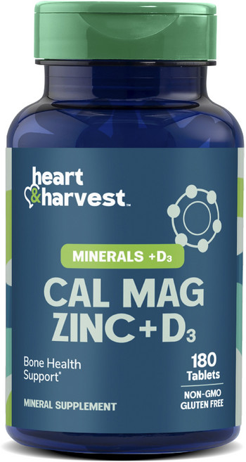 Heart & Harvest 礦物質 鈣 鎂 鋅 + D3 錠劑, 1個, 180錠