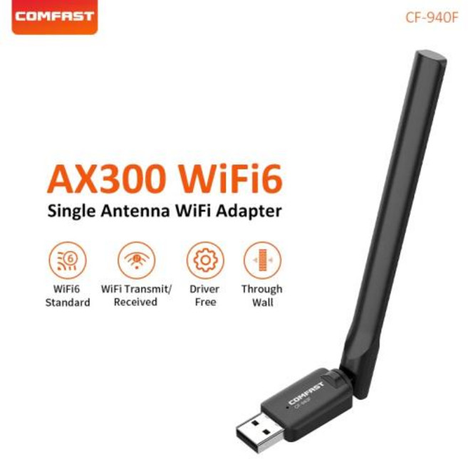 COMFAST 1300Mbps USB 와이파이 어댑터 2.4G/5.8Ghz 네트워크 카드 USB3.0/2.0 WIFI 동글 수신기 (PC Win10/11용), AX300 USB2.0