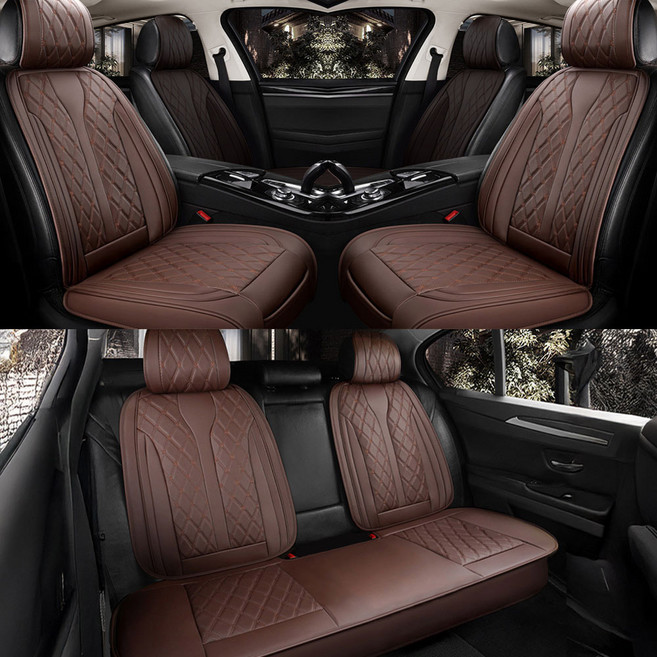 제니븐 자동차 시트커버 차량용 방석 보호매트 카시트 SF-6801 풀세트, 1세트, 브라운