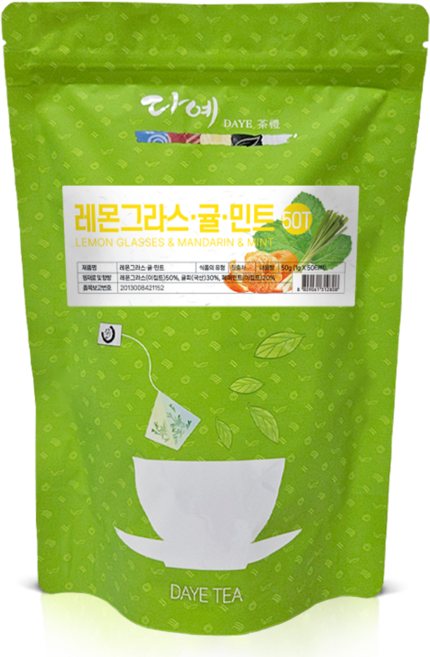 [본사직영] 다예 맛있는 레몬그라스 귤민트차 생분해 삼각티백, 2개, 50개입, 1g
