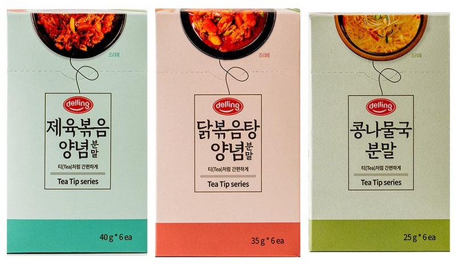 백호식품 델링 티팁 양념 분말 3종, 닭볶음탕+제육볶음+콩나물국, 1개