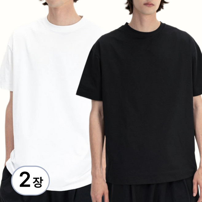 콜마이네임 남녀공용 반팔 티셔츠 2장 오버핏 무지티 1+1 빅사이즈