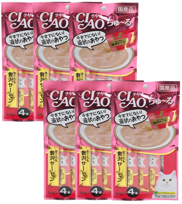 챠오츄르 고양이 짜먹는 간식, 혼합맛(참치/연어), 56g, 6개