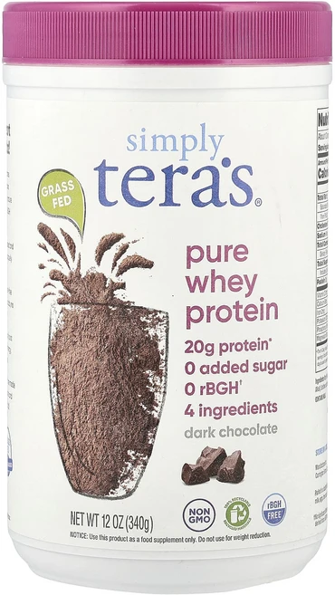 몸관리하세요 겨울입니다 Simply Tera's 순수 유청 단백질 다크 초콜릿 340g(12oz) 특별관리진행, SimplyTeras순수유청단백질다크초콜릿340g12o, 340g, 1 - 쿠팡