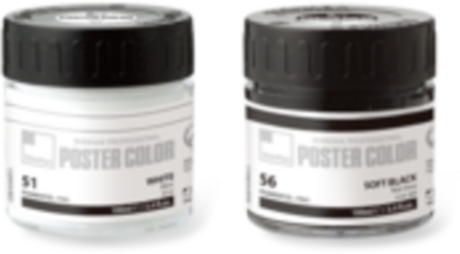 신한 포스터물감 전문가용 100ml 병타입 - 흰색 / 검정, 화이트