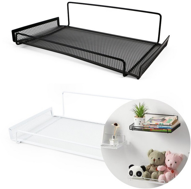 편한집 공유기 거치 붙이는 철제 선반 무타공벽걸이선반 공유기거치대 벽부착선반, 블랙, 블랙, 1개