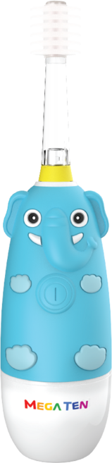 [메가텐 싱글팩] 코끼리 캐릭터소닉 360도 어린이 유아 음파진동칫솔, 소프트[48개월미만-유아용]