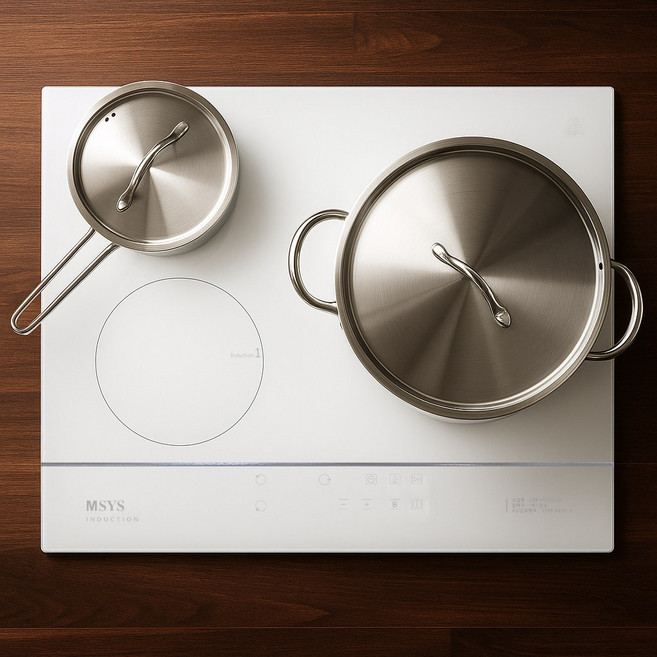 한샘 MSYS 3구 인덕션 전기레인지 인덕션 전용 냄비 4종세트, 빌트인, 화이트