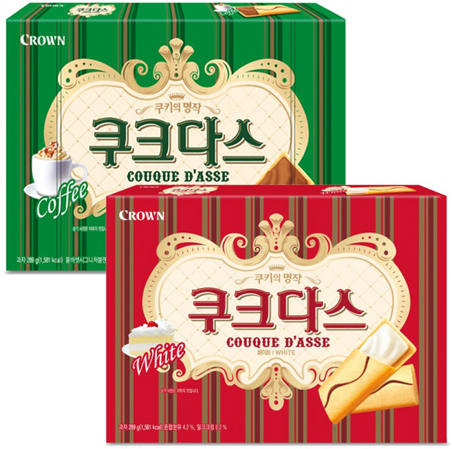 크라운 쿠크다스 화이트 288g + 쿠크다스 비엔나 커피 288g 과자세트, 289g, 1세트