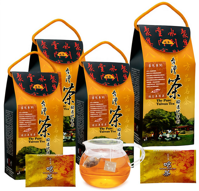 聚水堂 台灣高山桂花烏龍茶包禮盒, 4套, 茶葉包