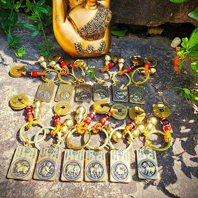 십이지신 키링 띠별 수호신 조롱박 호리병 액막이 액운 재물운 엽전 오제전 열쇠고리