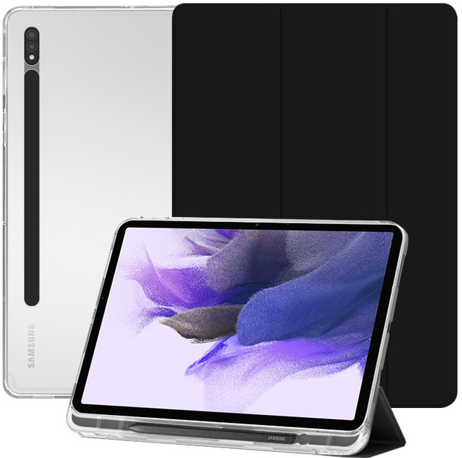 니하 갤럭시 탭 S8플러스/ S7플러스 / S7FE 클리어 S펜 수납 케이스, 블랙