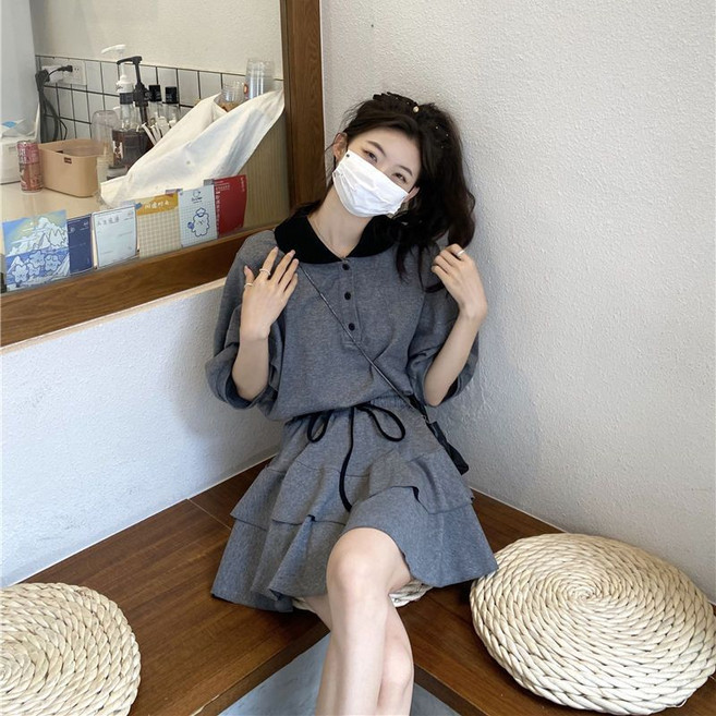 여름 여성투피스 여성세트 반팔티 + 스커트 미니스커트 반팔 티셔츠 ZBW26022440 33