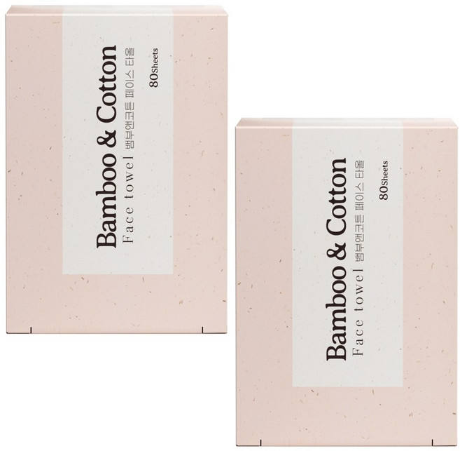 휴홈 일회용 수건대용 뱀부앤코튼 페이스타올 미세플라스틱 없는, 2개, 80개입